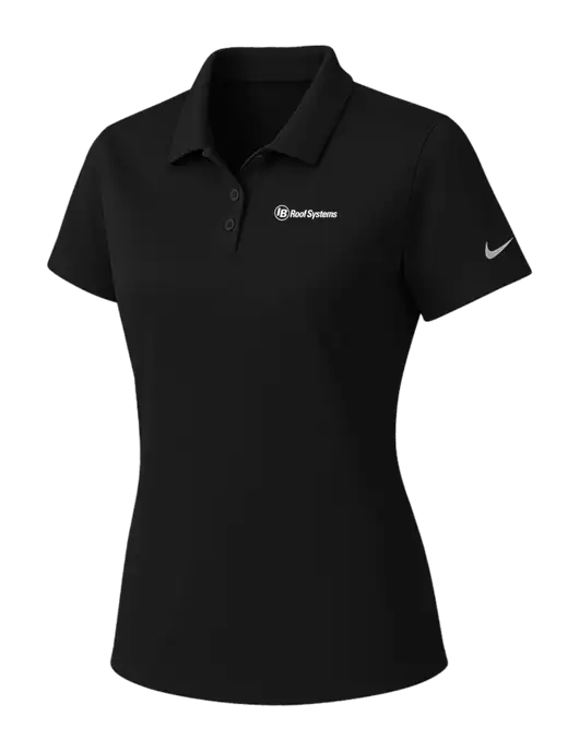 Nike Womens Black Dry Essential Solid Polo w/IB Roof Systems Logo