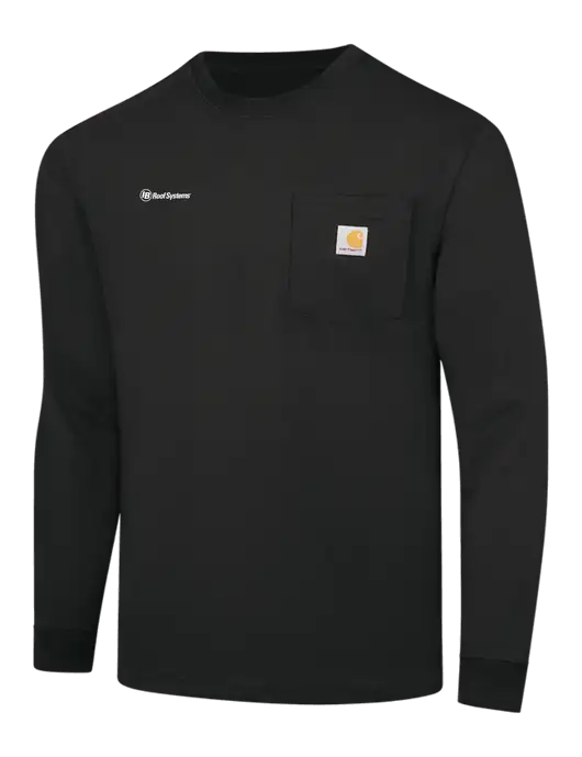 Carhartt Black Workwear Pocket Long Sleeve T-Shirt w/IB Roof Systems Logo