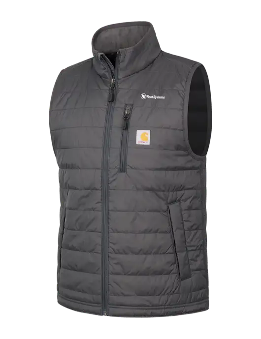 Carhartt Dark Grey Gilliam Vest w/IB Roof Systems Logo