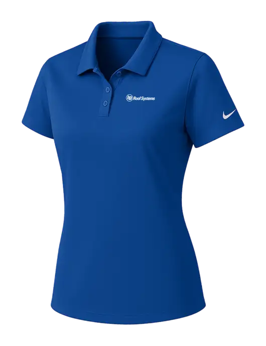 Nike Womens Dark Royal Dry Essential Solid Polo w/IB Roof Systems Logo