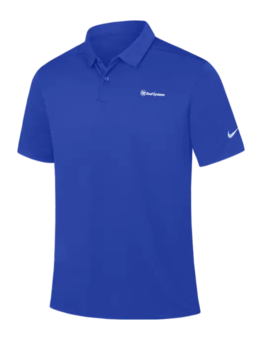 Nike Dark Royal Dry Essential Solid Polo w/IB Roof Systems Logo