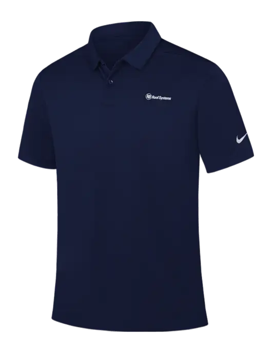 Nike Navy Dry Essential Solid Polo w/IB Roof Systems Logo