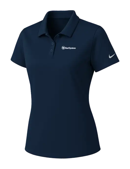 Nike Womens Navy Dry Essential Solid Polo w/IB Roof Systems Logo
