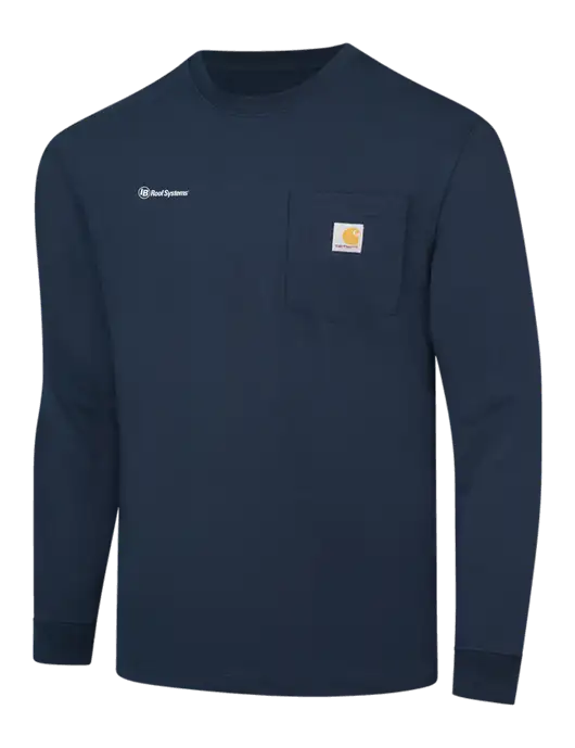 Carhartt Navy Workwear Pocket Long Sleeve T-Shirt w/IB Roof Systems Logo