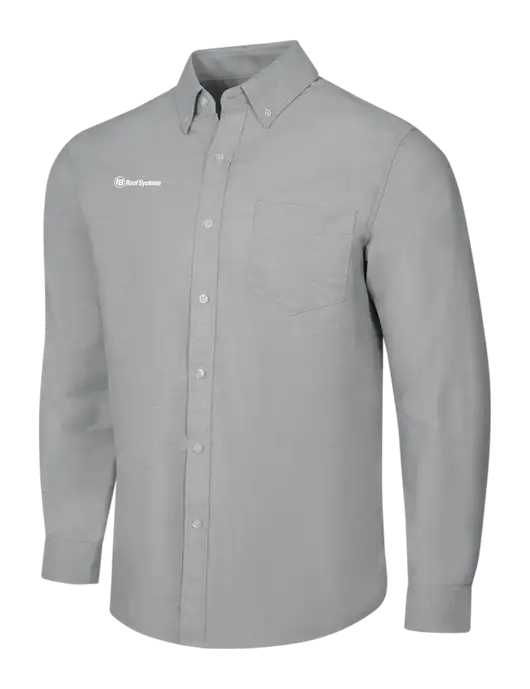 Light Grey SuperPro Oxford Shirt w/IB Roof Systems Logo