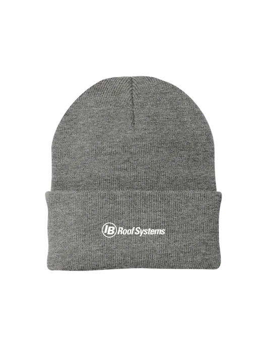 Medium Grey Heather Knit Cap w/IB Roof Systems Logo