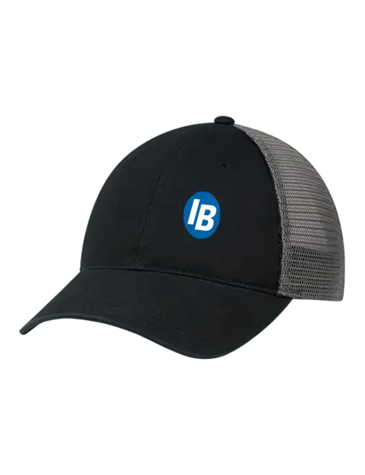 Richardson 111 Garment Washed Trucker Cap Black w/Charcoal Mesh w/IB Dot Logo