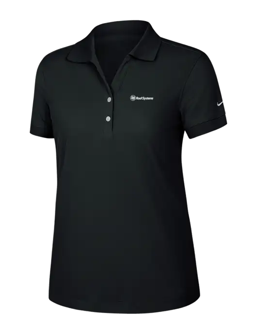Nike Womens Dri-FIT Classic Black Polo w/IB Roof Systems Logo
