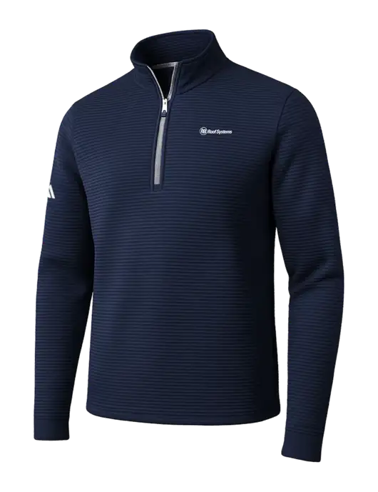 Adidas Navy Spacer Quarter-Zip Pullover w/IB Roof Systems Logo