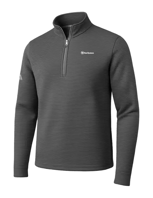 Adidas Medium Grey Spacer Quarter-Zip Pullover w/IB Roof Systems Logo