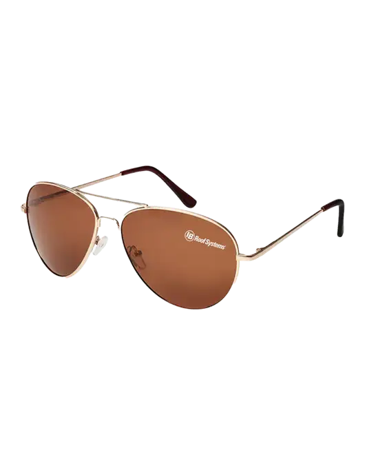 Aviator Coffee Brown with Gold Sunglasses  w/IB Roof Systems Logo