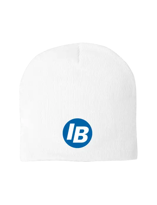 Solid White Element Knit Beanie w/IB Dot Logo