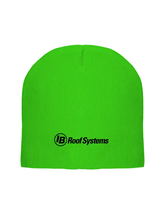Safety Green Element Knit Beanie w/IB Roof Systems Logo