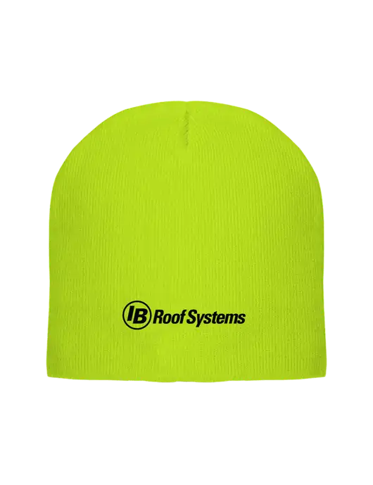 Safety Yellow Element Knit Beanie w/IB Roof Systems Logo