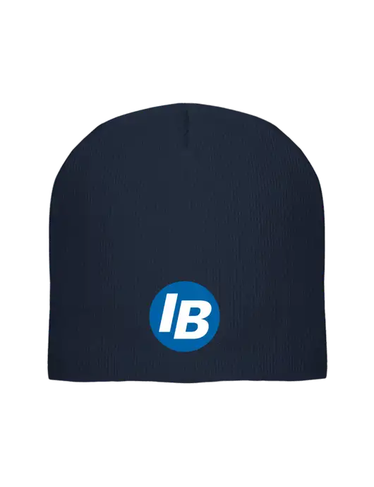 Solid Navy Element Knit Beanie w/IB Dot Logo