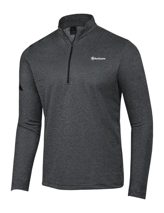 Adidas Black Melange Space Dyed Quarter-Zip Pullover w/IB Roof Systems Logo