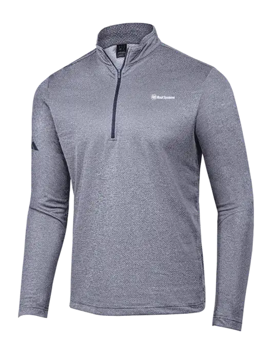 Adidas Navy Melange Space Dyed Quarter-Zip Pullover w/IB Roof Systems Logo
