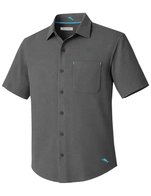Tommy Bahama Charcoal Sandy Point Short Sleeve Shirt w/IB Dot Logo