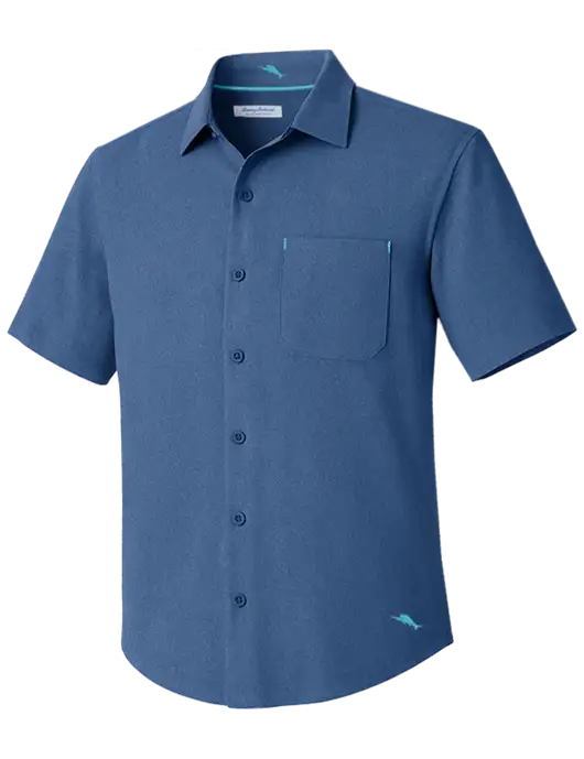 Tommy Bahama Light Navy Sandy Point Short Sleeve Shirt w/IB Dot Logo