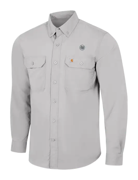 Carhartt Force Light Grey Solid Long Sleeve Shirt w/IB Dot Logo