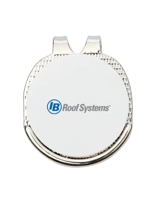 Antique Silver Hat Clip w/Golf Ball Marker w/IB Roof Systems Logo