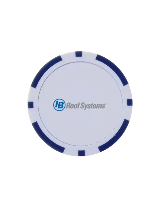 Dark Royal Poker Chip Ball Marker w/IB Roof Systems Logo