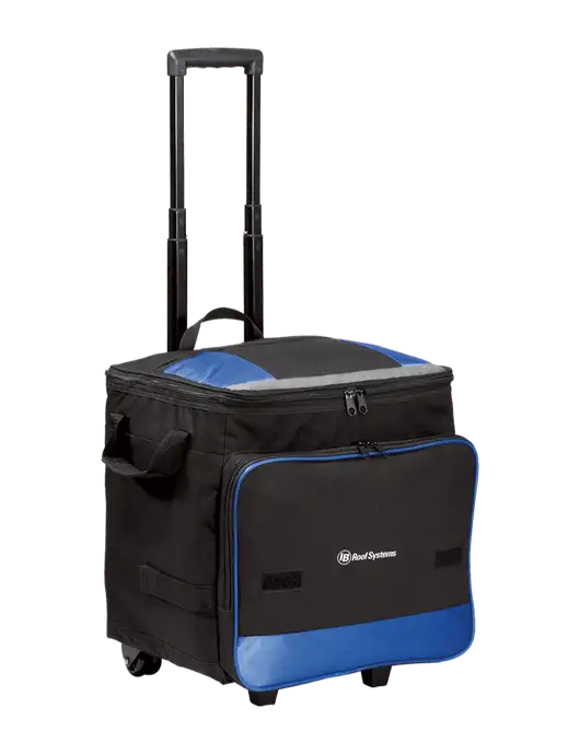 Twilight Blue Rolling Cooler w/IB Roof Systems Logo