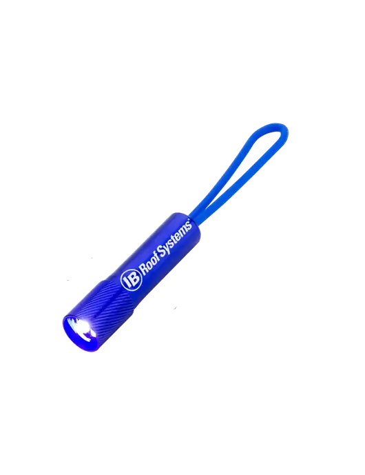 Mini Royal Blue LED Flashlight with Silicone Loop w/IB Roof Systems Logo
